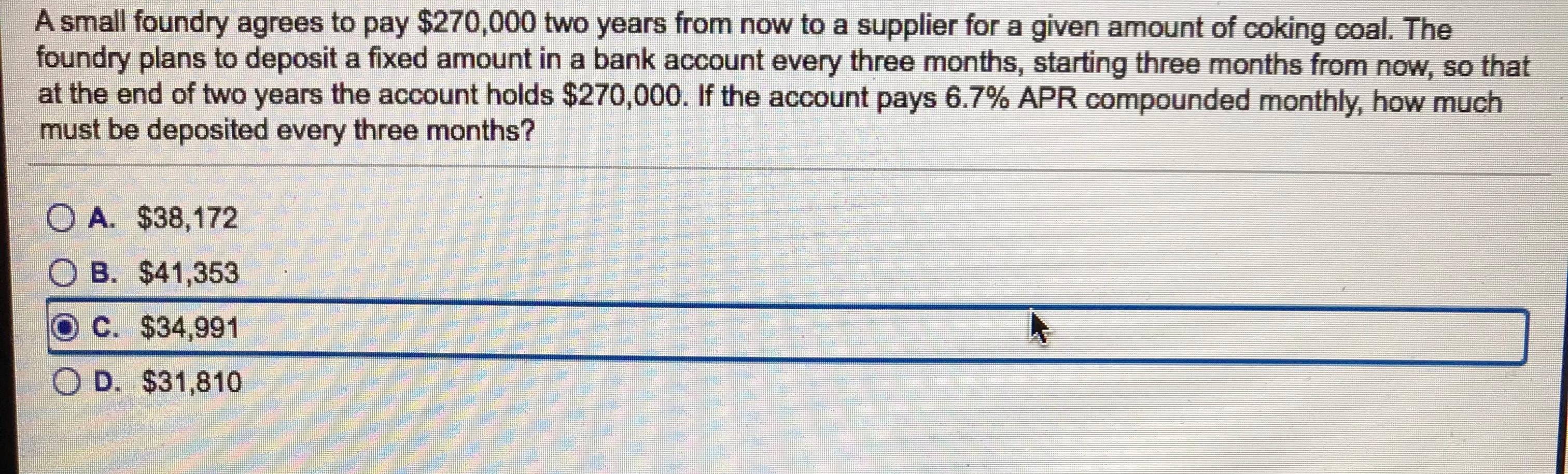  A small foundry agrees to pay $270,000 two years from now