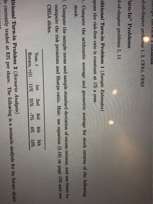  VW TODiens d-of-chapter problems 1, 2, CFA1, CFA2 urn-In Problems d-of-chapter
