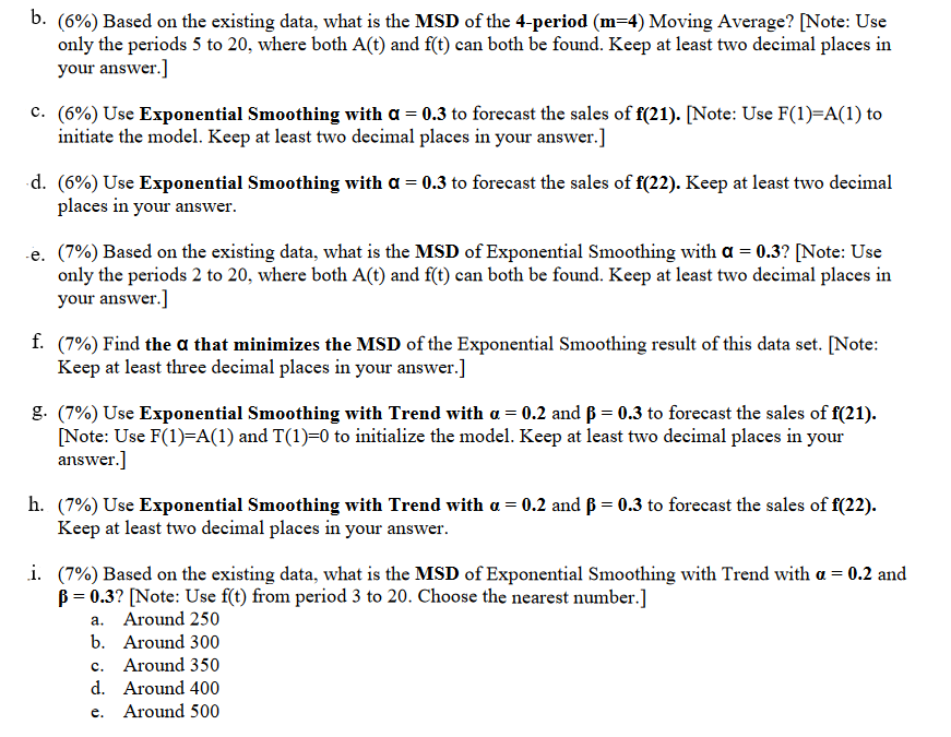 the past 20 months are shown below: Month 1 2 3 4