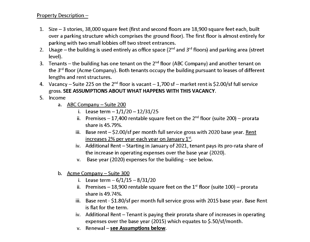  Property Description - 1. Size - 3 stories, 38,000 square feet