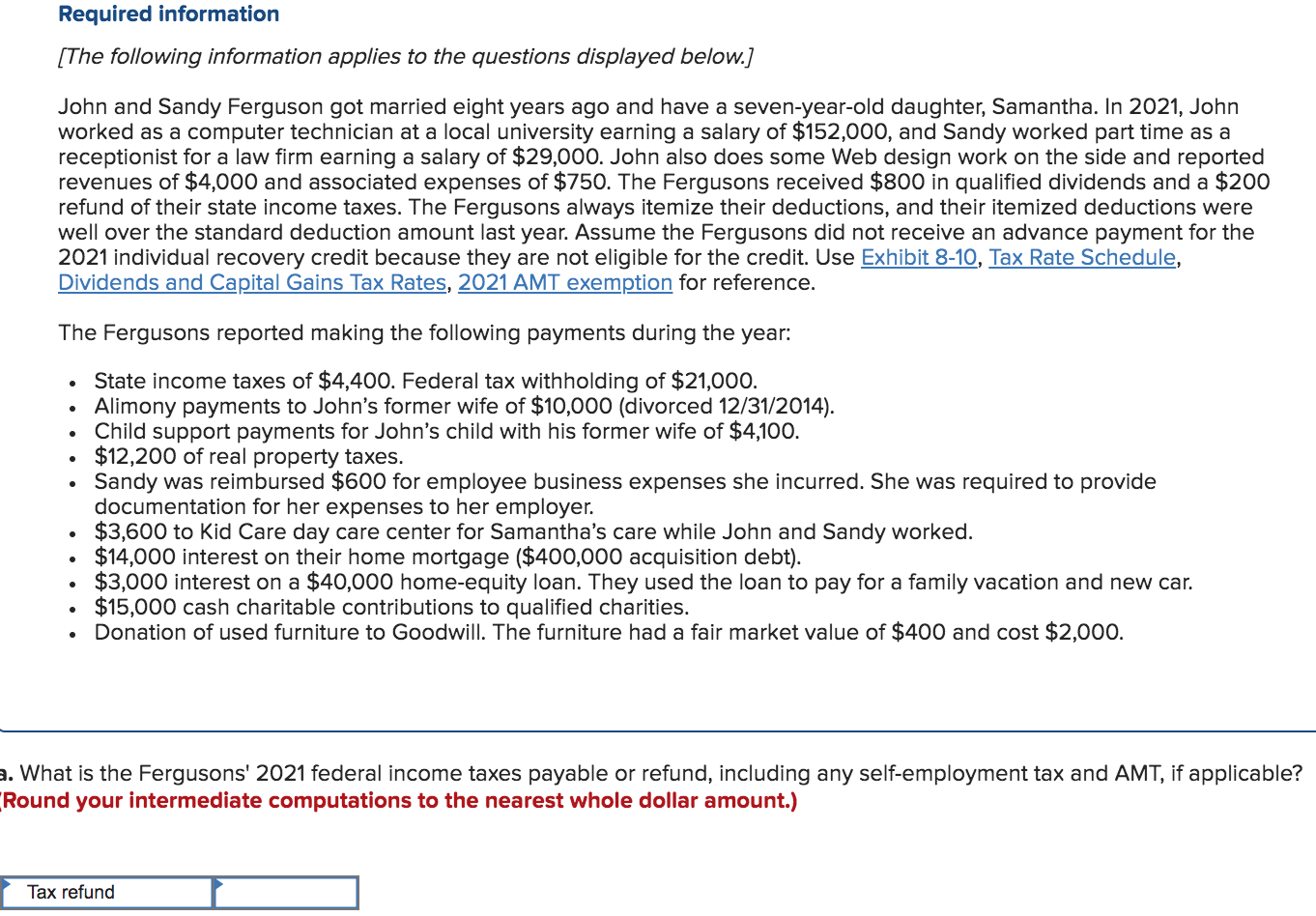  Required information [The following information applies to the questions displayed below.]