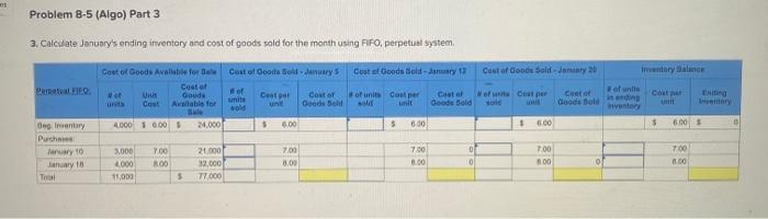 and type it clearly!!! Thank you!!!!!! Required information Problem 8-5 (Algo) Various