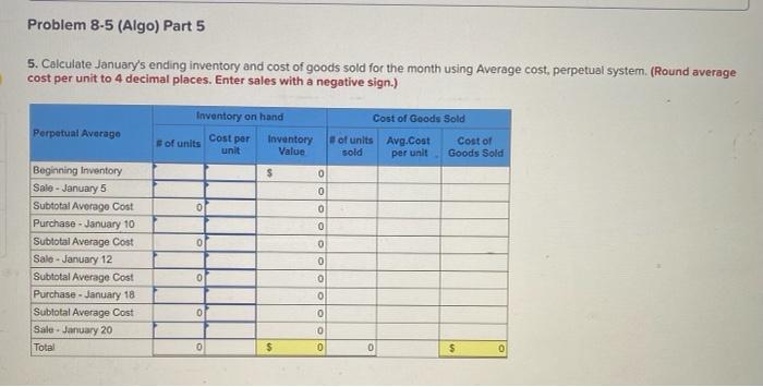 below) Ferris Company began January with 4,000 units of its principal product.