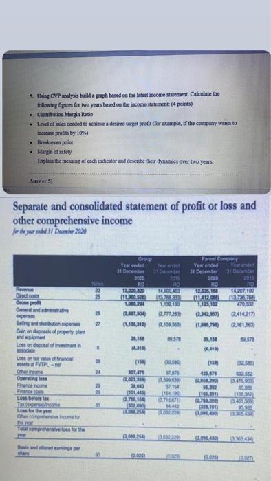  Using CVP alysis build a praph based on the Intest income