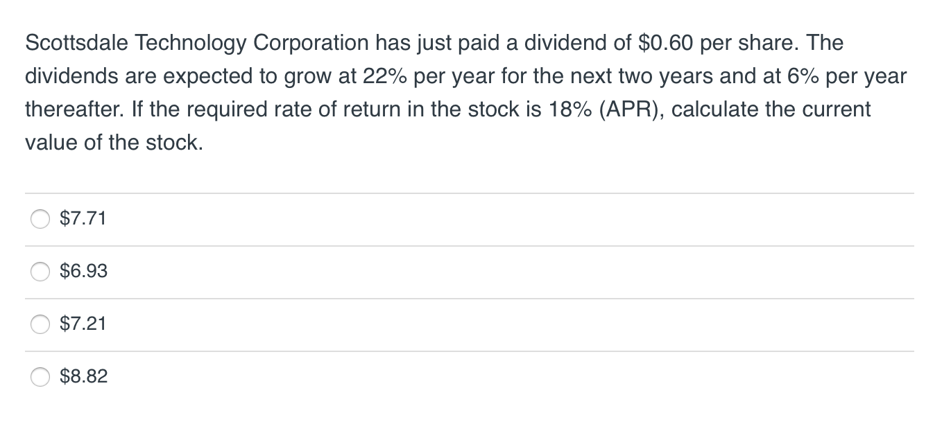 share out of earnings of $12 per share. If the required rate