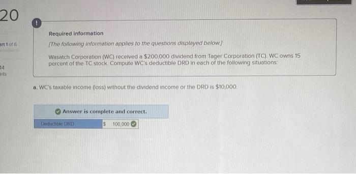 information (The following information applies to the questions displayed below.] Part 6