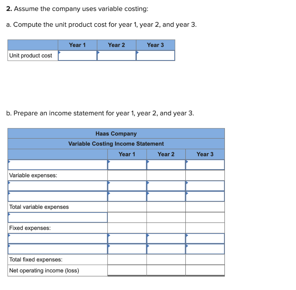 Statements [LO1, LO2, LO3, L04] Haas Company manufactures and sells one product.