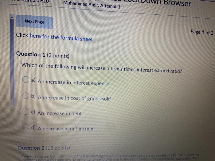  Muhammad Amir: Attempt 1 Browser Next Page Click here for the