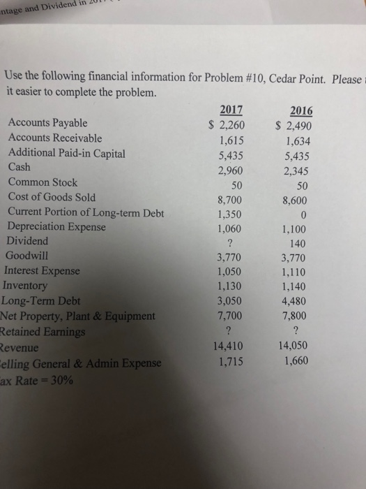  Construct income statement for 2016 and 2017 Construct balance sheet for