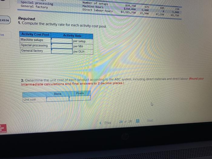 for the question Cher High-Calibre Products Corporation makes two products: titanium rims