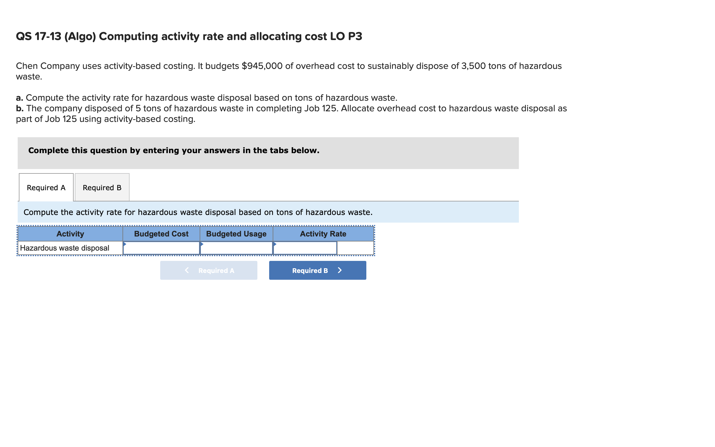  QS 17-13(Algo) Computing activity rate and allocating cost LO P3 Chen