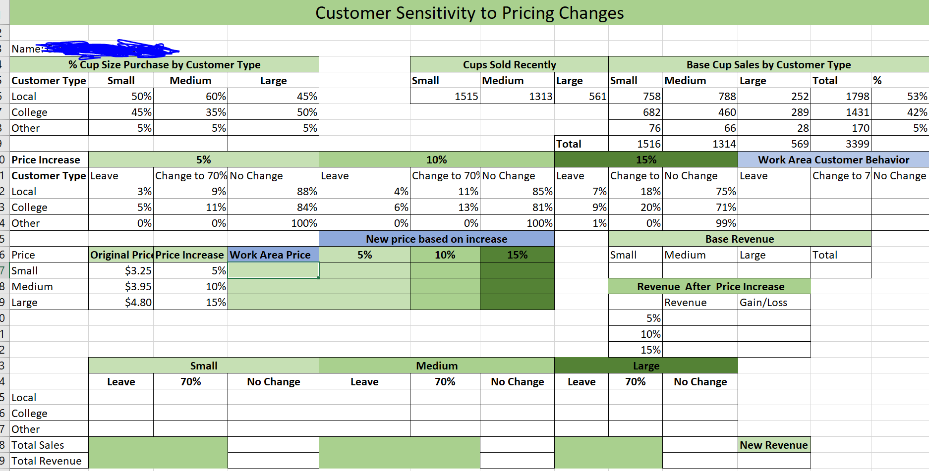 2. Enter your name in A3. 3. Enter your most recent cup