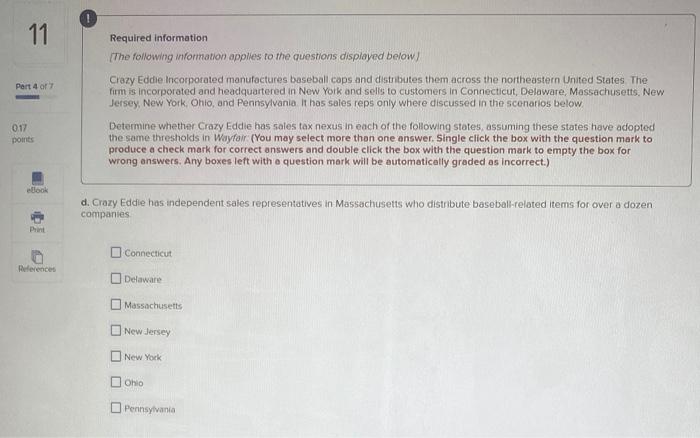 in New York and sells to customers in Connecticut Delaware, Massachusetts, New