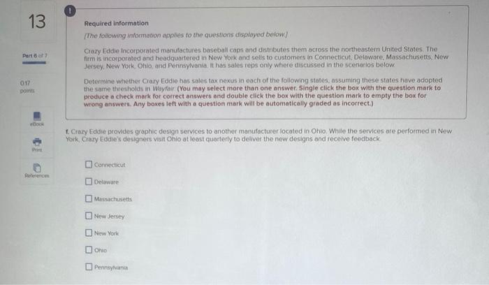 discussed in the scenarios below Determine whether Crazy Eddie has sales tax