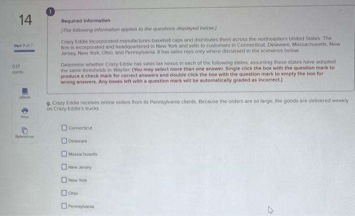 nexus in each of the following states, assuming these states have adopted