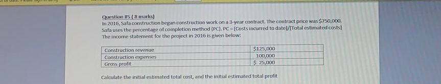  Question is (8 marks In 2016, Sala construction began construction work