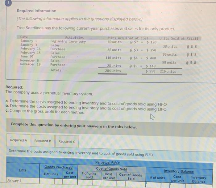 help on all 3 please Required information The following information applies to