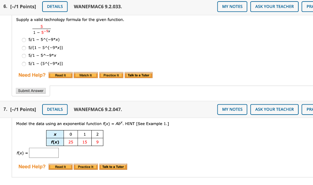 PLEASE DO BOTH 6. [-/1 Points] DETAILS WANEFMACO 9.2.033. MY NOTES ASK