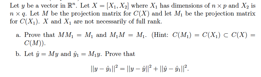 C is column space Let y be a vector in R".