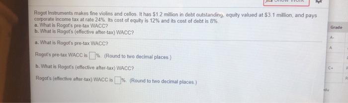  Grade A. Rogot Instruments makes fine violins and cellos. It has