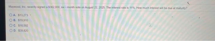  Maywood, Inc recently signed a $362,000, six-month note on August 22,2025.