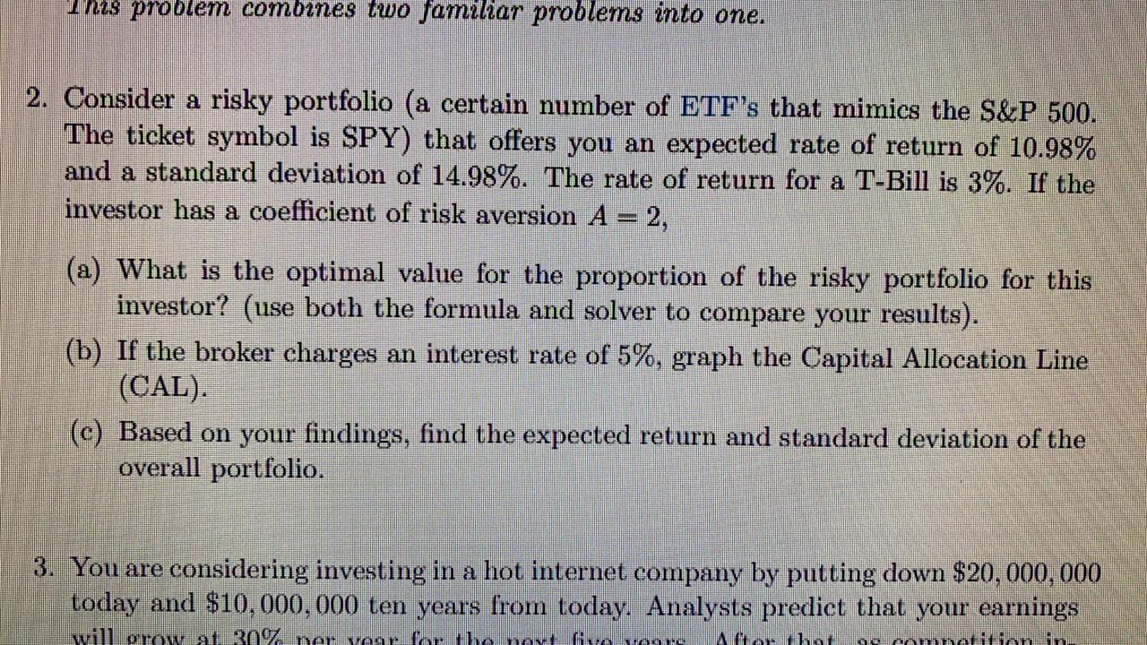  needs to be done excel Thus problem combines two familiar problems