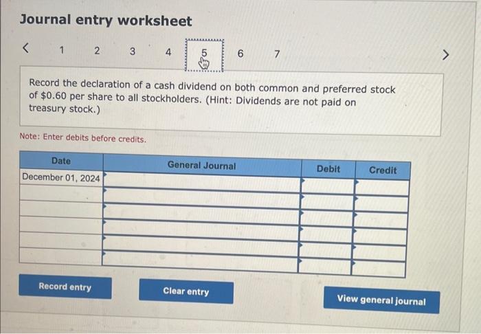 stock have been issued. The following transactions affect stockholders' equity during 2024: