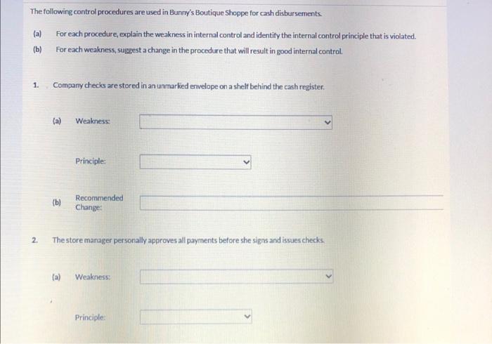  prelecture asignmet 2 chapter 7 q2 The following control procedures are