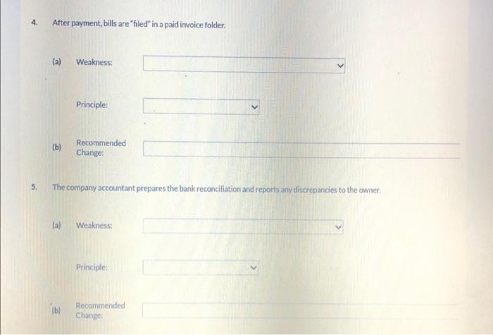 explain the weakness in internal control and identify the internal control principle