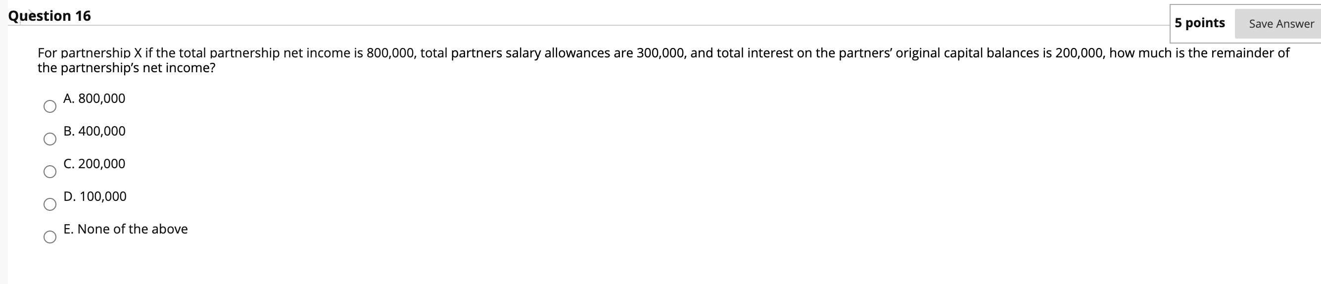 with capital balances of $40000 (forty thousand dollars) each. The three partners