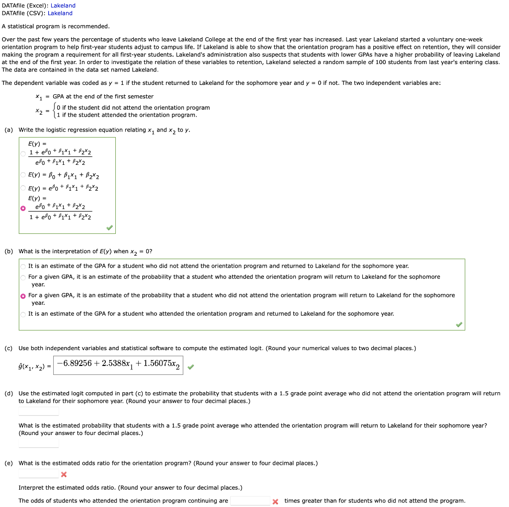 Student GPA Program Return 1 3.78 1 1 2 2.38 0