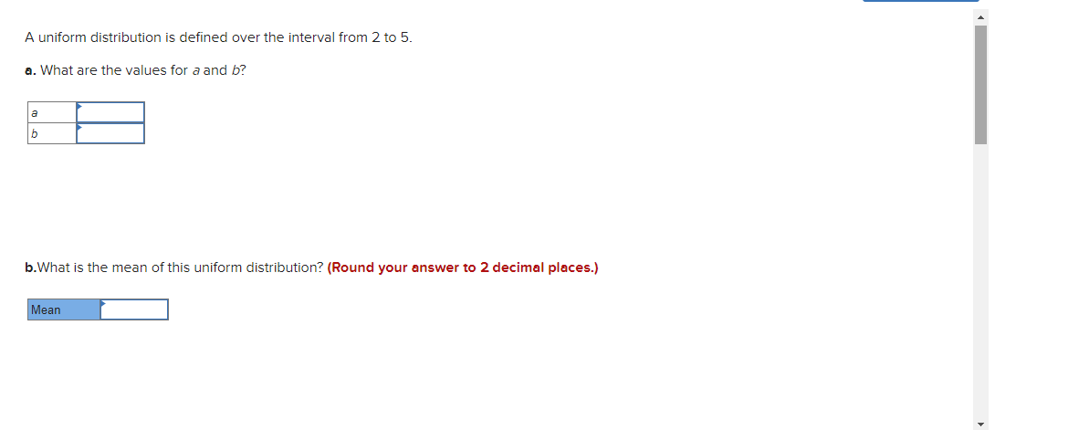 A uniform distribution is defined over the interval from 2 to