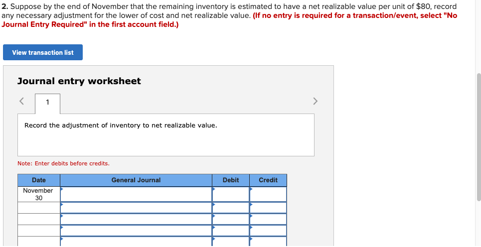 a partial income statement, and adjust for the lower of cost and