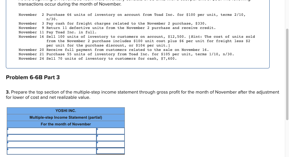 net realizable value(LO6-2, 6-3, 6-4, 6-5, 6-6) [The following information applies to