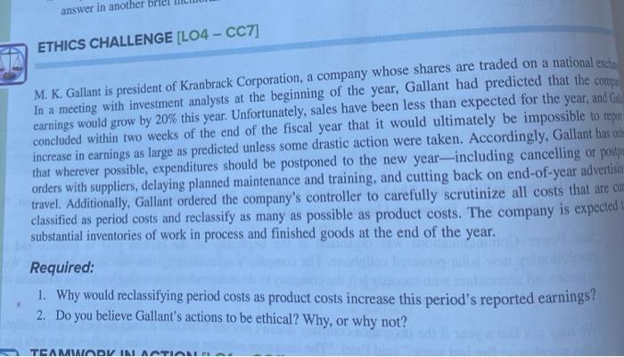 Process versus Job-Order Costing (L01 - CC1) Which method of determining product