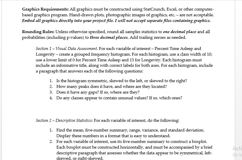  Project instructions(AMA 1, AMA2, AMA 3) raw data(G 1, G 2,