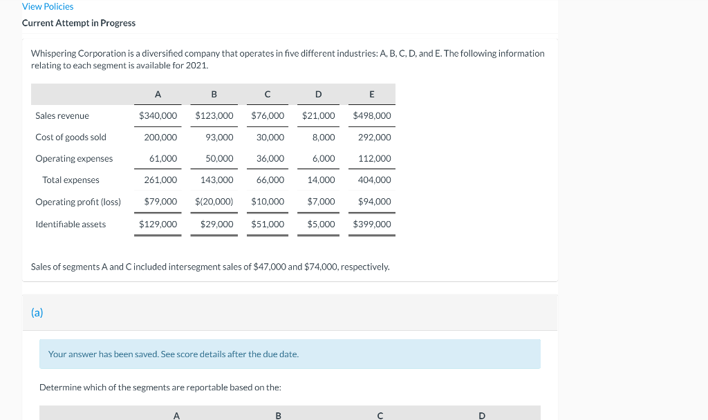 Answer Part B, please. Thank you. View Policies Current Attempt in Progress