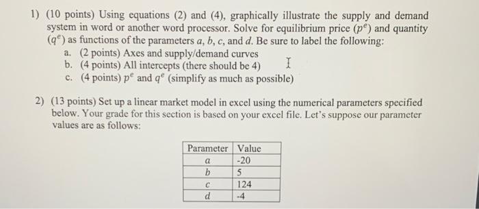  1) (10 points) Using equations (2) and (4), graphically illustrate the