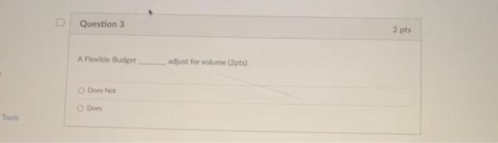  A Flexible Budiget adlust for volume (2pts): Does Not Does