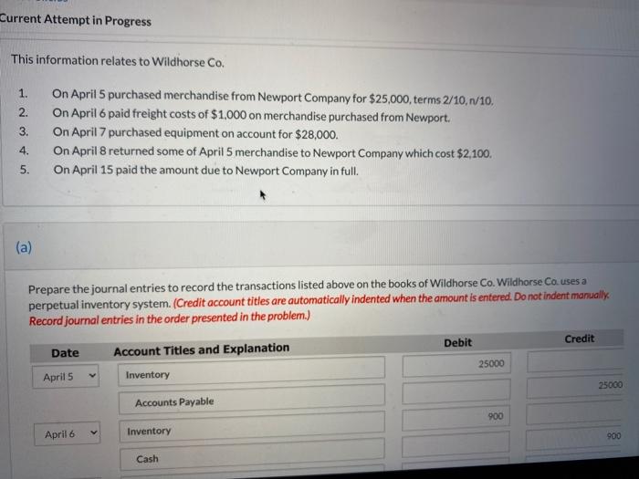  Current Attempt in Progress This information relates to Wildhorse Co. 1.