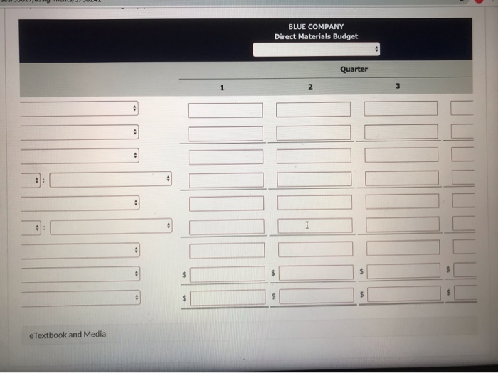  BlueCompany is preparing its master budget for 2017. Relevant data pertaining