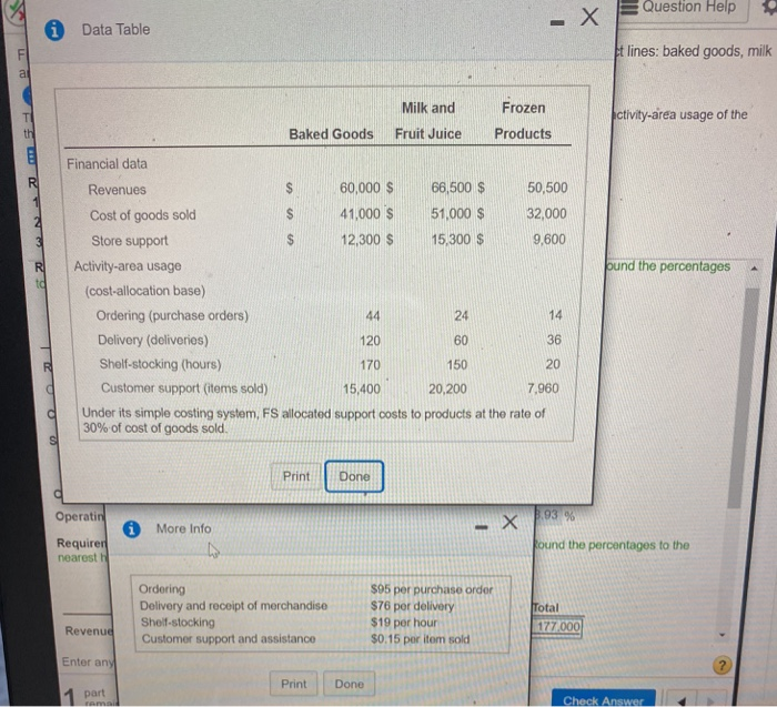  E Question Help i Data Table ft lines: baked goods, milk