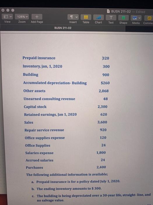  BUSN 211-02 - Edited 125% Zoom View Add Page Insert Table