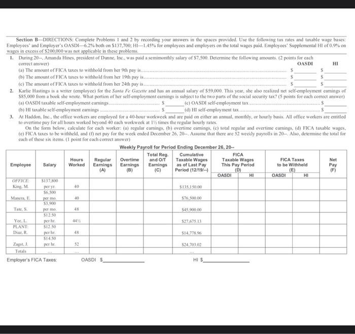  Section B-DIRECTIONS: Complete Problems 1 and 2 by recording your answers