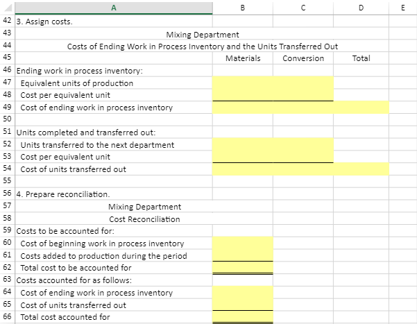 and has two departments - mixing and packaging. 2 The following information