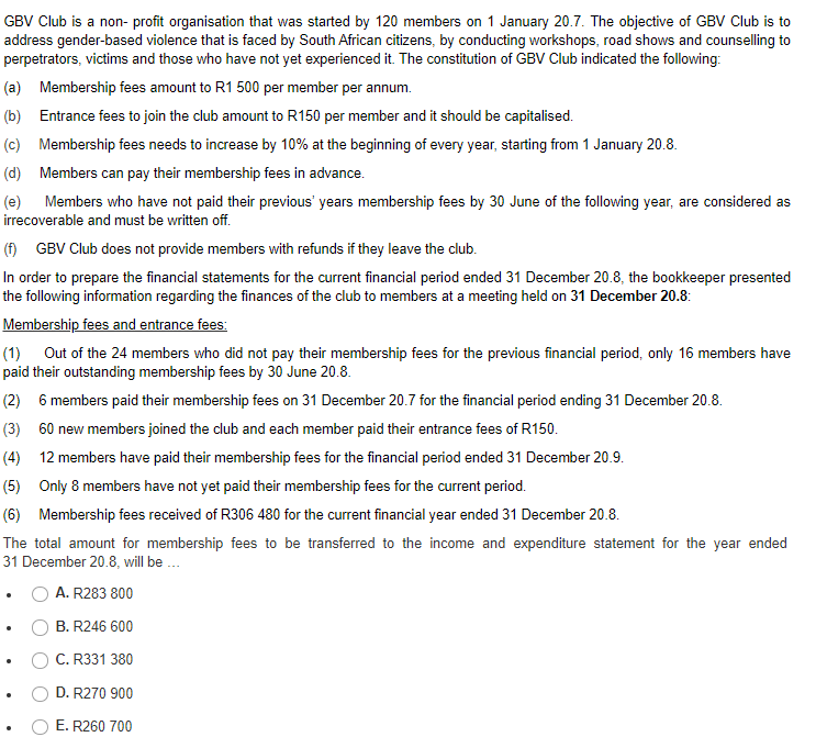 Question 1 Indicate by choosing the correct option whether the following statement