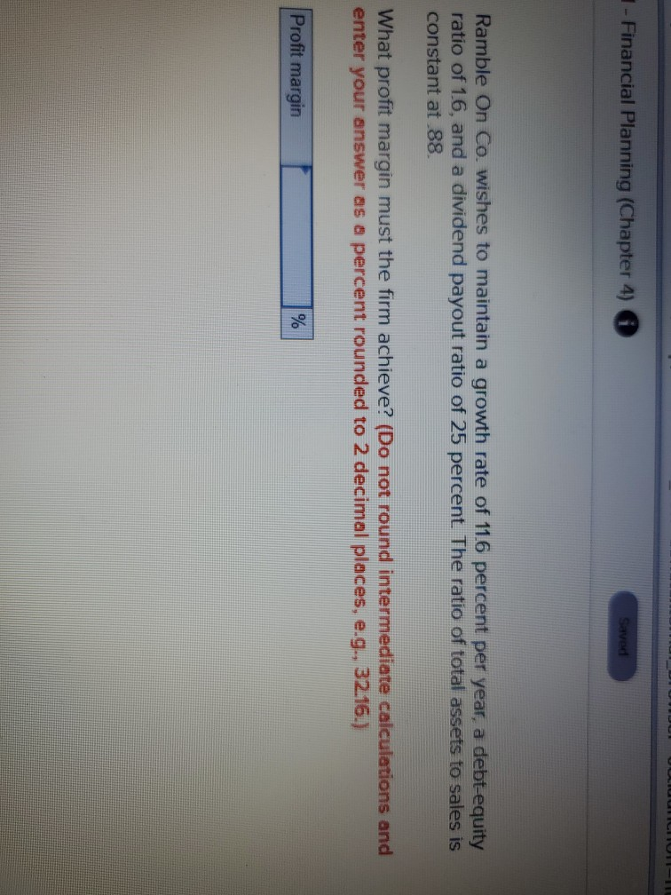 please answer ASAP 1- Financial Planning (Chapter 4) Savad Ramble On