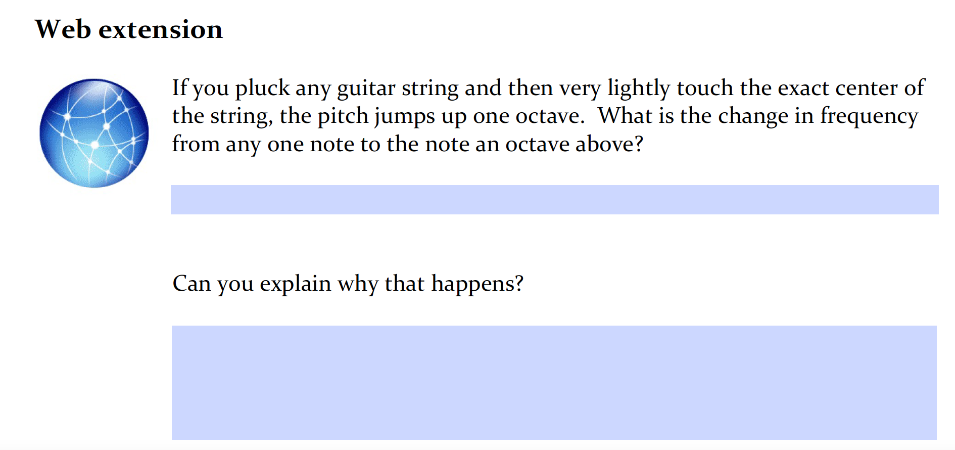  Web extension If you pluck any guitar string and then very
