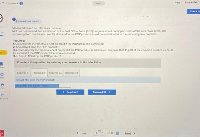 total sales revenue. MSi has determined that elimination of the Post Office