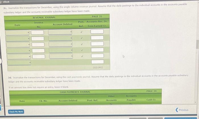 Clifford Co., $1,740 Dec. 3. Received check for $4,800 from Ryan Co.